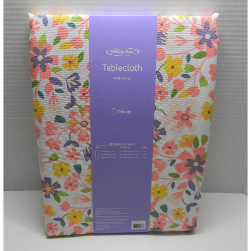 Holiday Home Tablecloth Floral Spring Easter Oblong 120 x 60 Indoor/Outdoor NEW